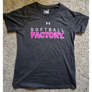 Under Armour Women's MED "Softball Factory" Loose Fit Heat Gear Gray T Shirt